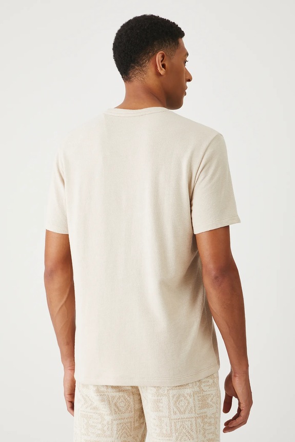 Oblečenie Bavlnené tričko pánske s textúrou béžová farba RS25-TSMB04 béžová