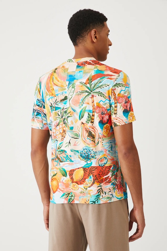 Odzież T-shirt bawełniany męski z elastanem wzorzysty kolor multicolor RS25-TSMB10 multicolor