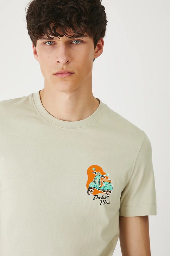 Bavlnené tričko pánske s potlačou zelená RS25-TSMB20