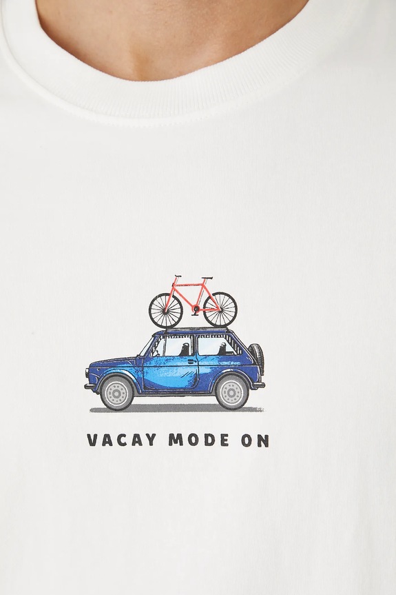 Bavlnené tričko pánske s elastanom a potlačou RS25-TSMB22 biela