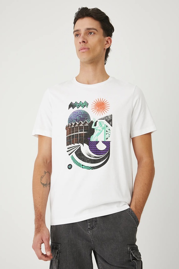 T-shirt bawełniany męski Medicine x Endeavor okrągły biały RS25.TSMC01