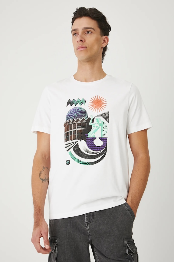 T-shirt bawełniany męski Medicine x Endeavor okrągły biały RS25.TSMC01