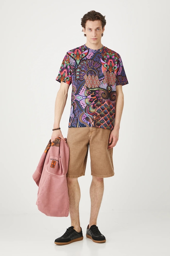 T-shirt bawełniany męski wzorzysty kolor multicolor bawełna multicolor RS25-TSMC11