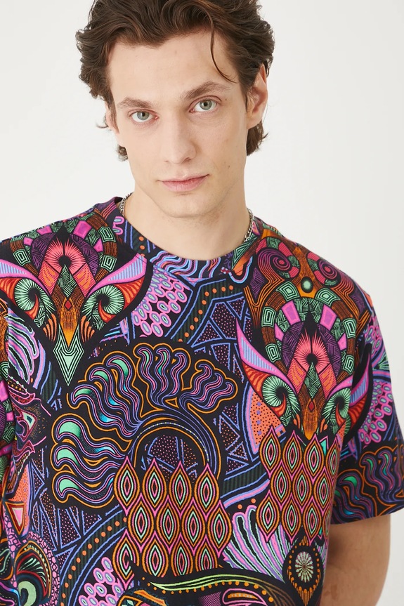 T-shirt bawełniany męski wzorzysty kolor multicolor multicolor RS25-TSMC11