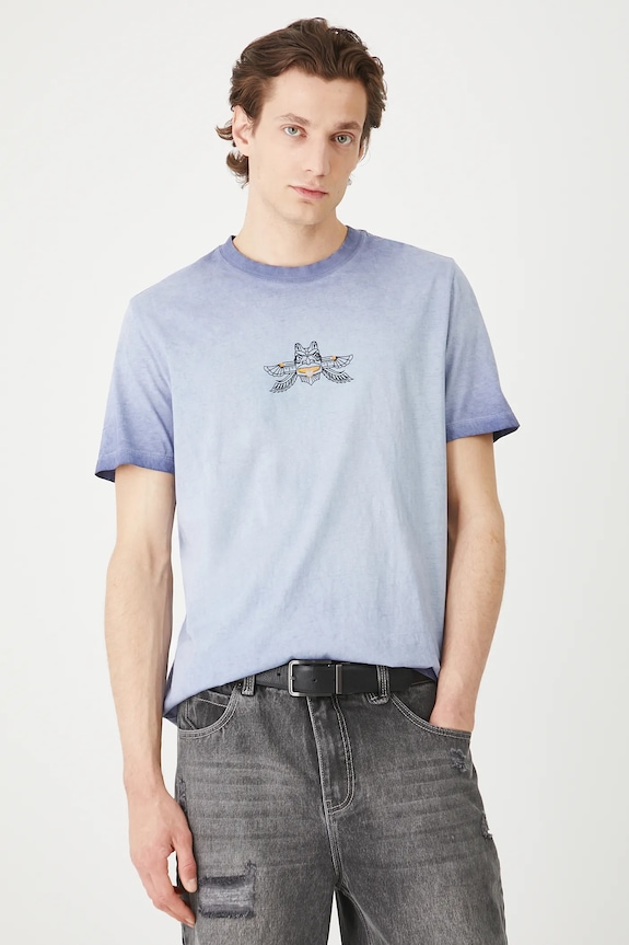 T-shirt bawełniany męski z nadrukiem kolor fioletowy RS25-TSMC15 fioletowy RS25