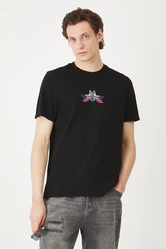 T-shirt bawełniany męski z nadrukiem kolor czarny RS25-TSMC15 czarny RS25