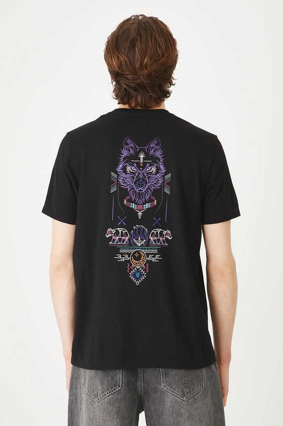 Odzież T-shirt bawełniany męski z nadrukiem kolor czarny RS25-TSMC15 czarny