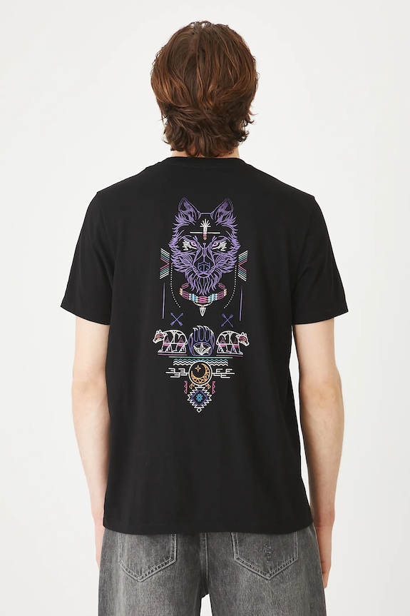 Odzież T-shirt bawełniany męski z nadrukiem kolor czarny RS25-TSMC15 czarny