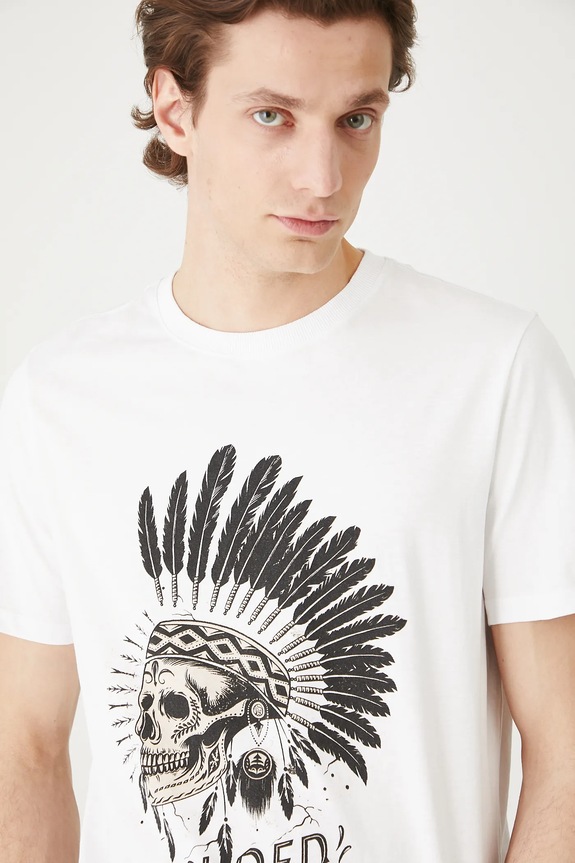 Bavlnené tričko pánske s potlačou biela RS25-TSMC18