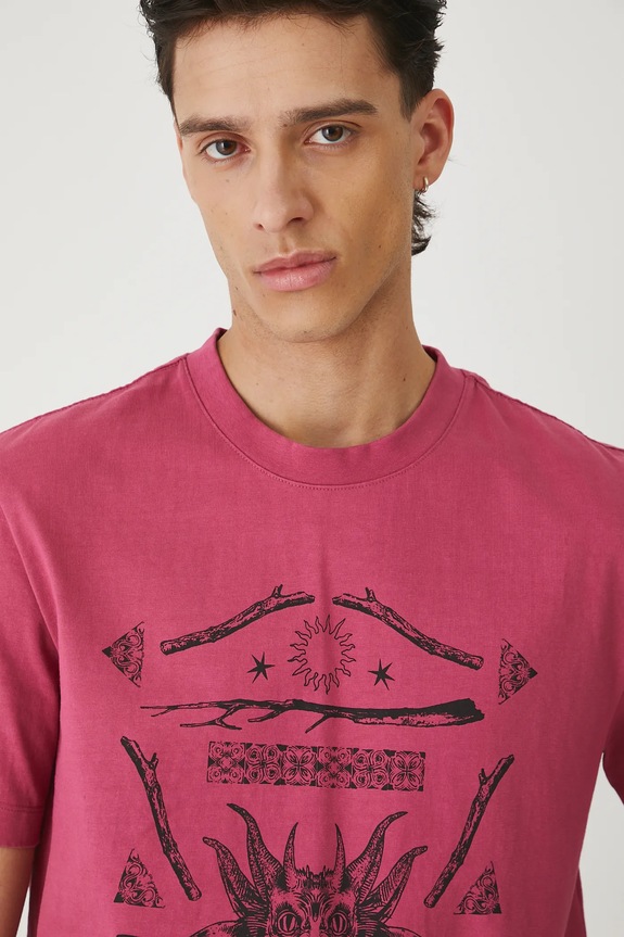 Bavlnené tričko pánske s potlačou ružová RS25-TSMC22