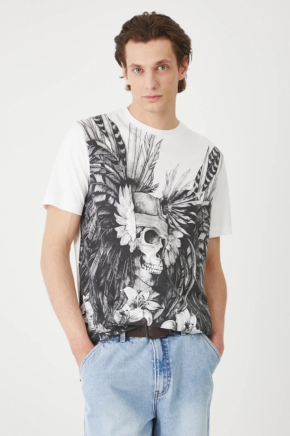 T-shirt bawełniany męski z nadrukiem kolor biały RS25-TSMC24 biały RS25