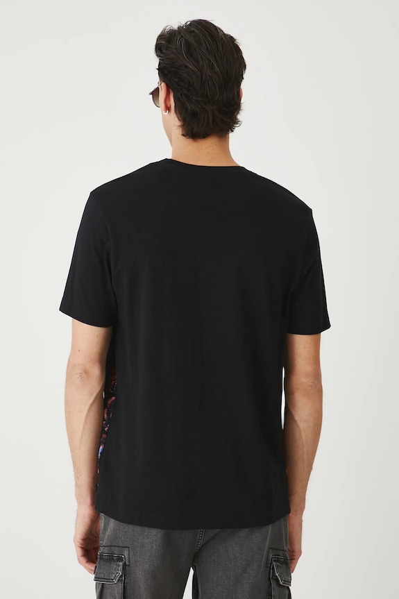 Odzież T-shirt bawełniany męski z nadrukiem kolor czarny RS25-TSMC24 czarny
