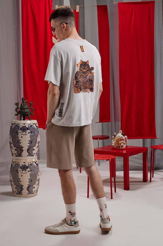 Bavlněné tričko pánské Tattoo Art by Boren Huang – Horiren 彫壬 bavlna šedá RS25-TSMC50