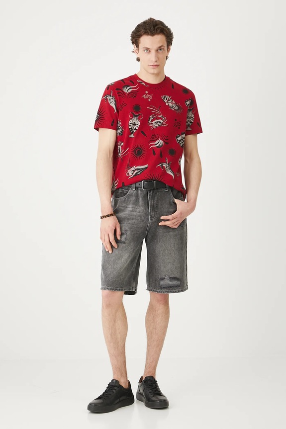 Bavlnené tričko pánske Tattoo Art by Michał Kidacki RS25-TSMC51 červená RS25