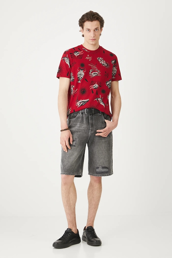 Bavlnené tričko pánske Tattoo Art by Michał Kidacki RS25-TSMC51 červená RS25