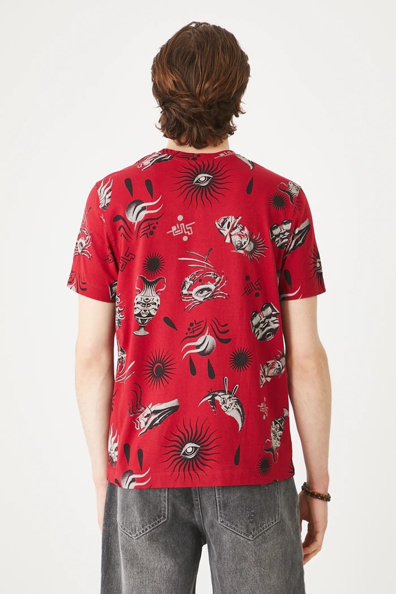 Bavlnené tričko pánske Tattoo Art by Michał Kidacki červená RS25-TSMC51