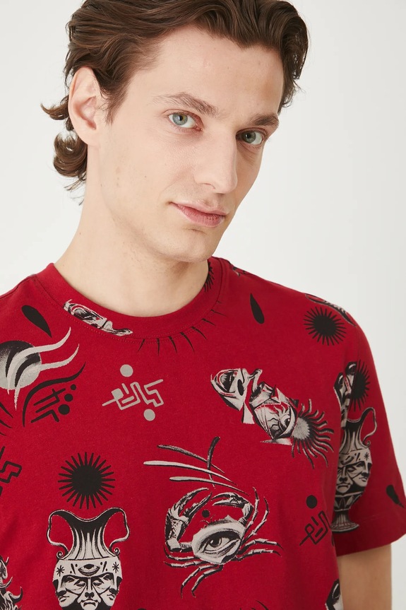 Bavlnené tričko pánske Tattoo Art by Michał Kidacki RS25-TSMC51 červená