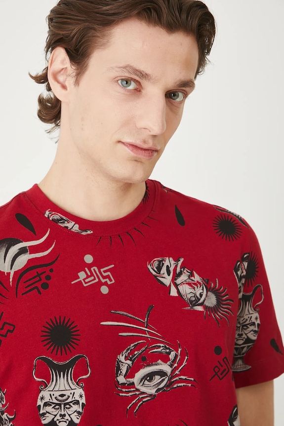 Bavlnené tričko pánske Tattoo Art by Michał Kidacki RS25-TSMC51 červená