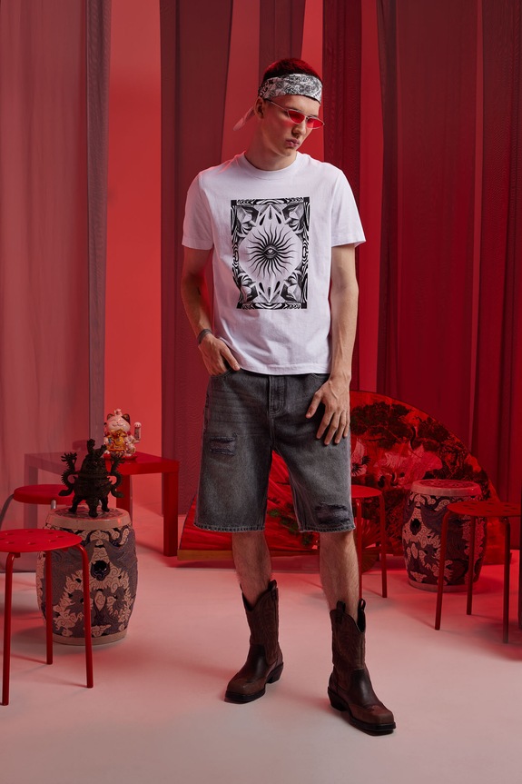 Bavlnené tričko pánske Tattoo Art by Michał Kidacki okrúhly biela RS25-TSMC55