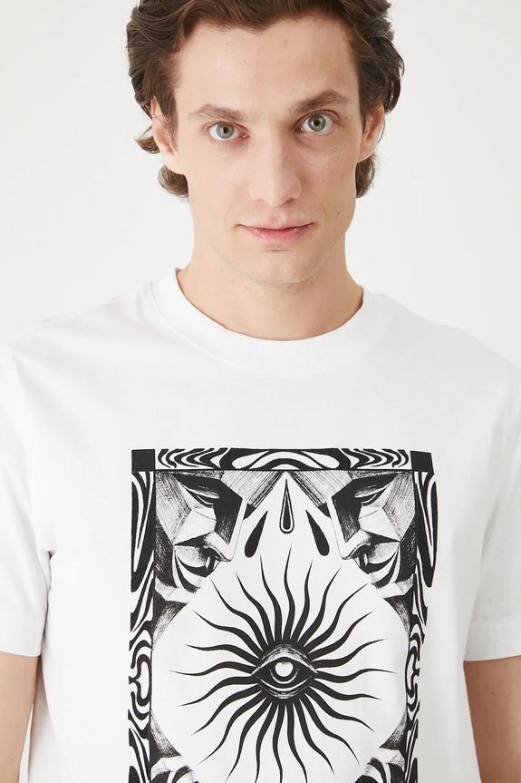 Bavlnené tričko pánske Tattoo Art by Michał Kidacki RS25-TSMC55 biela