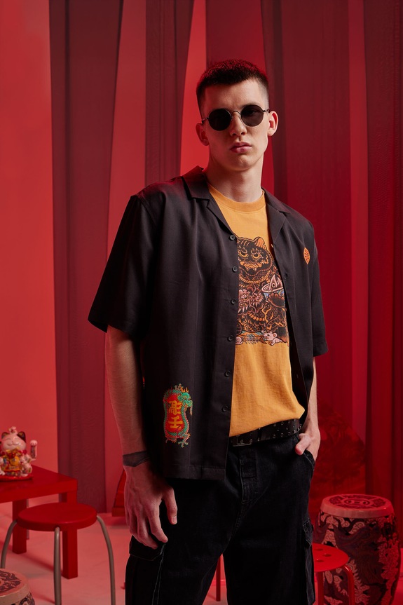 Bavlnené tričko pánske Tattoo Art by Boren Huang – Horiren 彫壬 potlač oranžová RS25-TSMC61