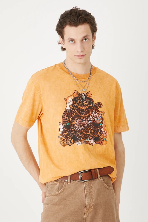 Oblečenie Bavlnené tričko pánske Tattoo Art by Boren Huang – Horiren 彫壬 RS25-TSMC61 oranžová
