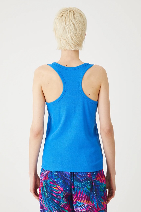 Odzież Top damski prążkowany z modalem kolor niebieski RS25-TTD0A0 niebieski