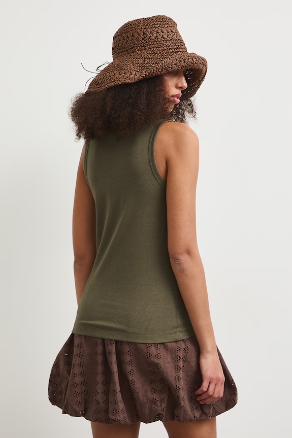 Odzież Top damski prążkowany z modalem kolor zielony RS25-TTD0B4 zielony