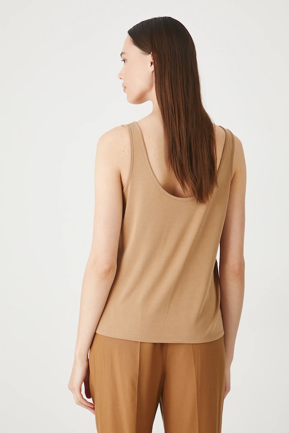 Odzież Top damski gładki z modalem kolor beżowy RS25-TTD904 beżowy