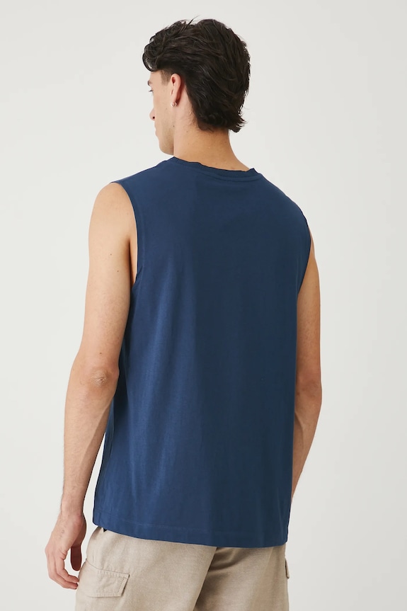 Oblečení Bavlněné tričko pánské bez rukávů s potiskem RS25-TTMB12 námořnická modř