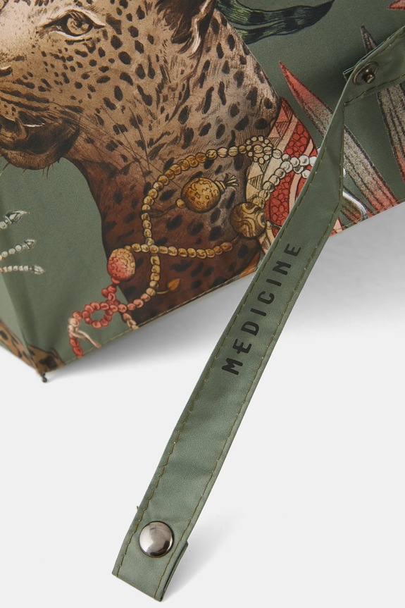 Dáždnik s rastlinnými a zvieracími motívmi zelená farba zelená RS25-UMU801