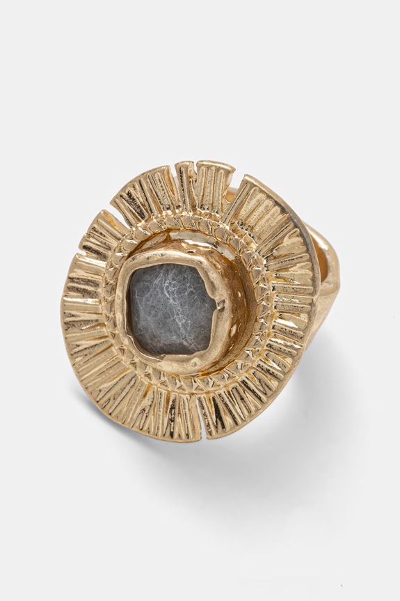 Akcesoria Medicine pierścionek damski metalowy spektrolitowy RS26-APD500 złoty