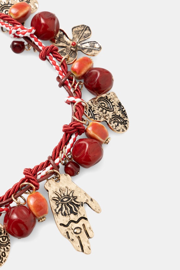 Naszyjnik damski z zawieszkami RS26-ASD901 czerwony RS26