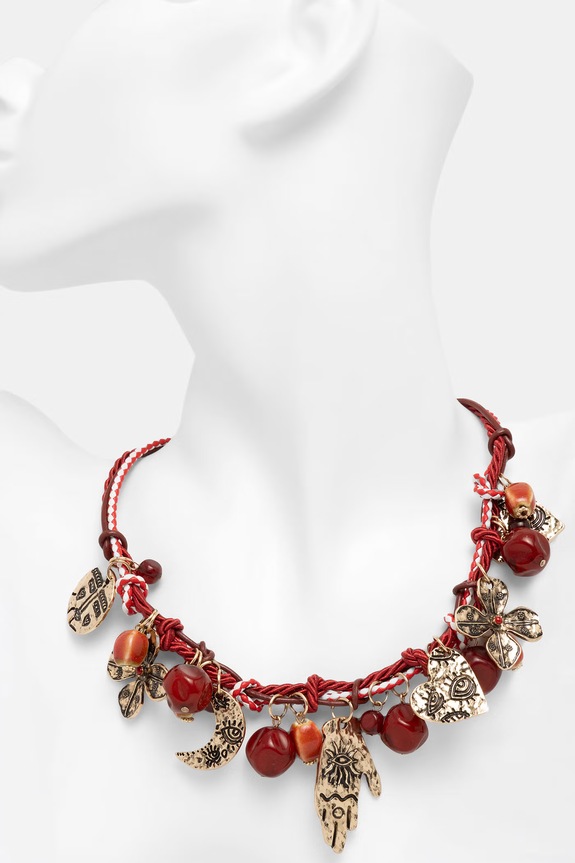 Akcesoria Naszyjnik damski z zawieszkami RS26-ASD901 czerwony