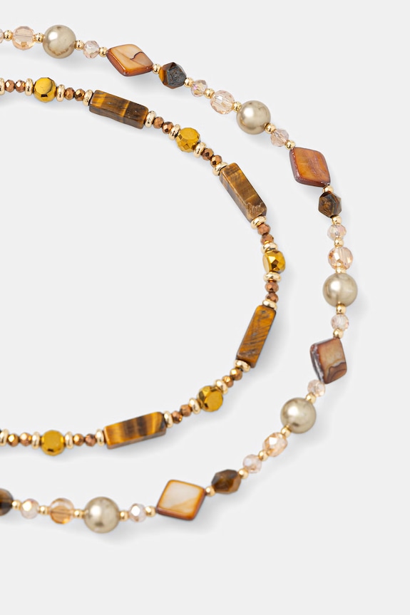 Komplet naszyjników damskich z kamieniem naturalnym 2-pack RS26-ASD905 brązowy RS26