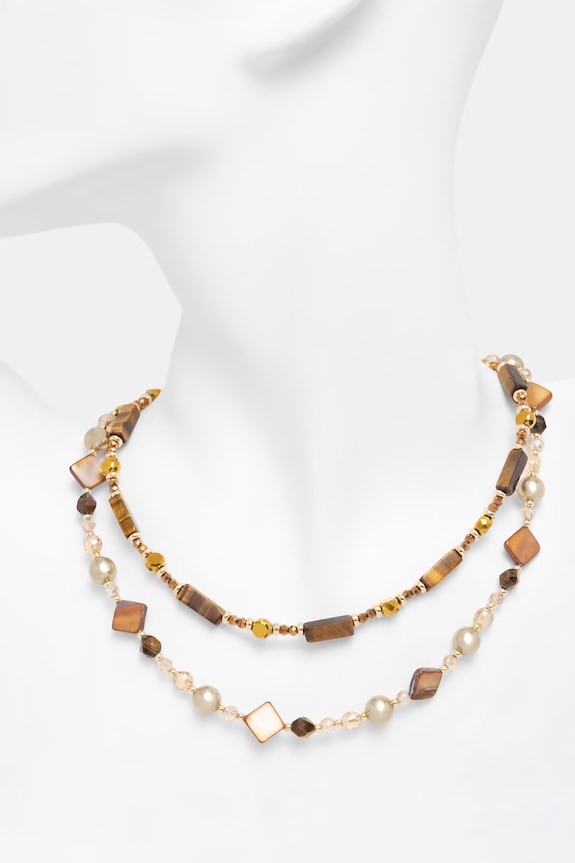 Akcesoria Komplet naszyjników damskich z kamieniem naturalnym 2-pack RS26-ASD905 brązowy