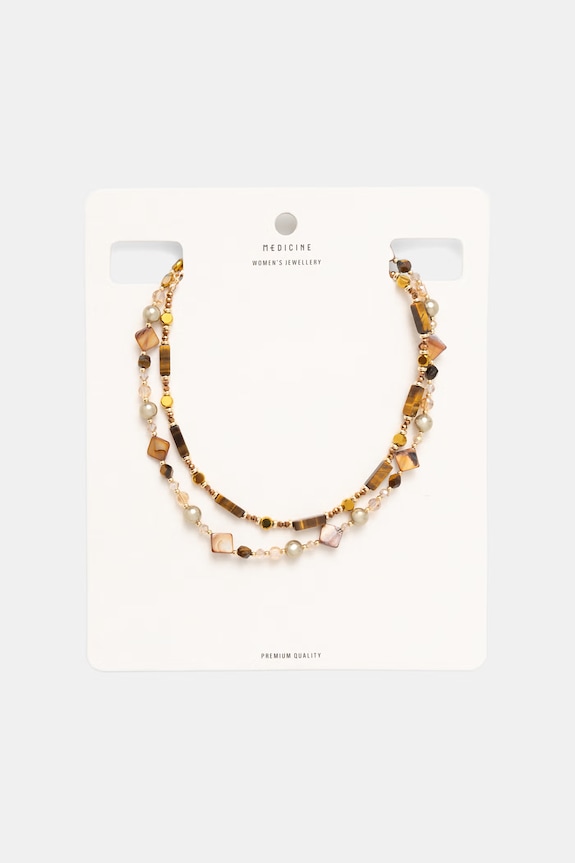 Komplet naszyjników damskich z kamieniem naturalnym 2-pack brązowy RS26-ASD905