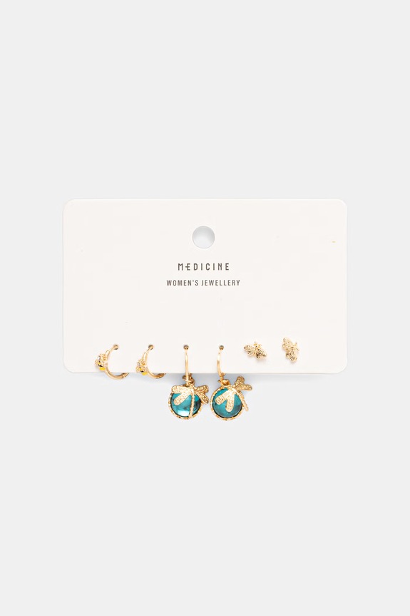Medicine komplet kolczyków damski 3-pack złoty RS26-AUD702