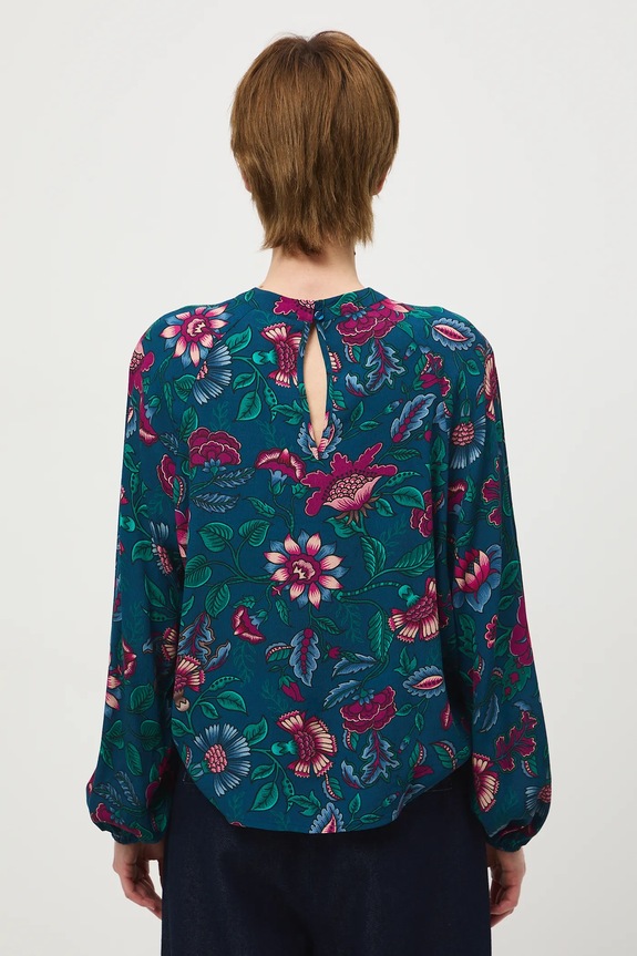 Oblečení Halenka dámská z viskózy se vzorem RS26-BDD030 tyrkysová