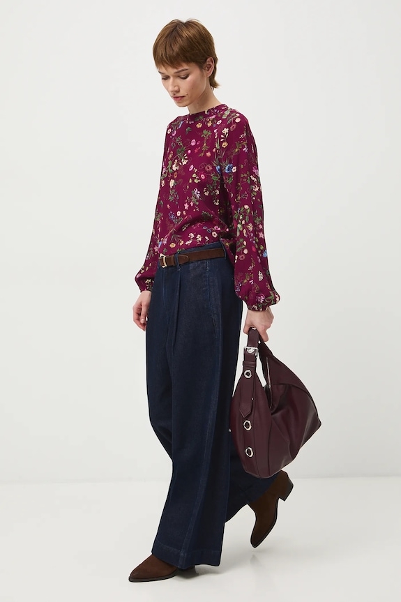 Halenka dámská z viskózy se vzorem relaxed burgundské RS26-BDD030