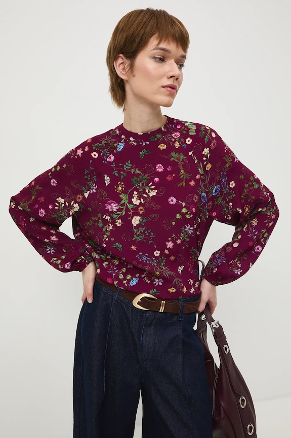 Halenka dámská z viskózy se vzorem RS26-BDD030 burgundské RS26