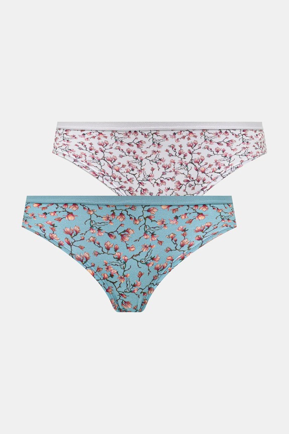 Figi bawełniane damskie briefs z elastanem wzorzyste (2-pack) RS26-BID251 multicolor RS26