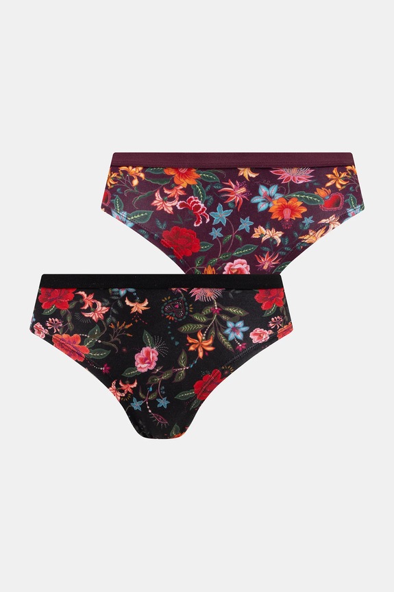 Figi damskie z elastanem w kwiaty (2-pack) dzianina multicolor RS26-BID400