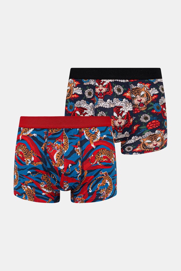 Bavlnené boxerky vzorované s elastanom (2-pack) RS26-BIM301 viacfarebná RS26