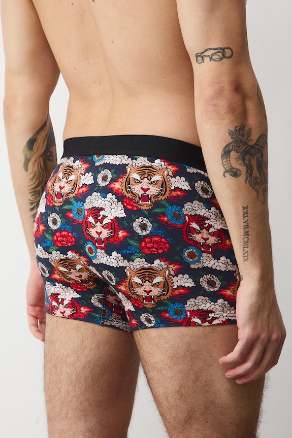 Bavlnené boxerky vzorované s elastanom (2-pack) RS26-BIM301