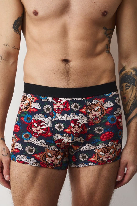 Bavlnené boxerky vzorované s elastanom (2-pack) RS26-BIM301