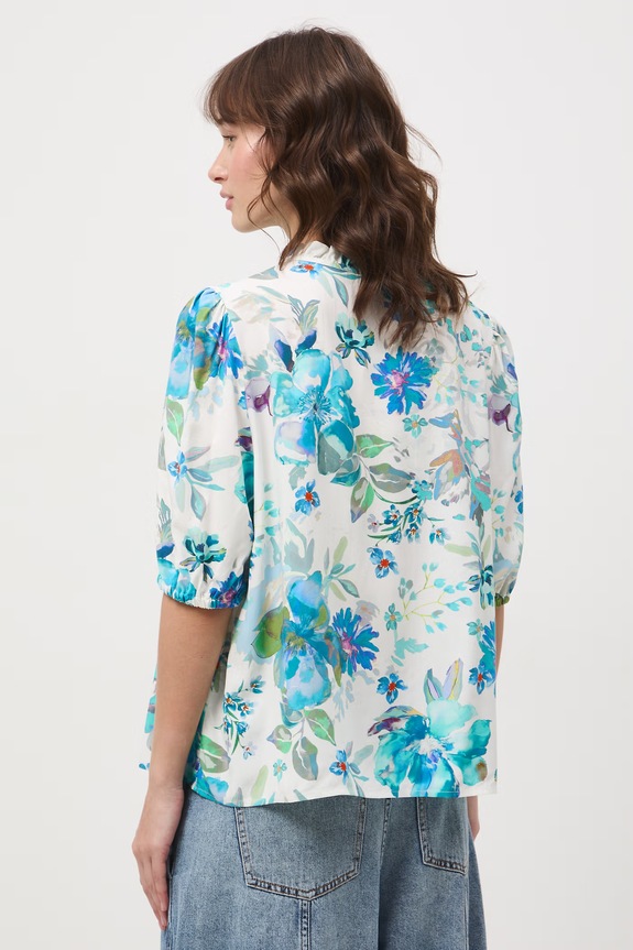 Odzież Bluzka damska z wiskozy w kwiaty RS26-BKD070 biały