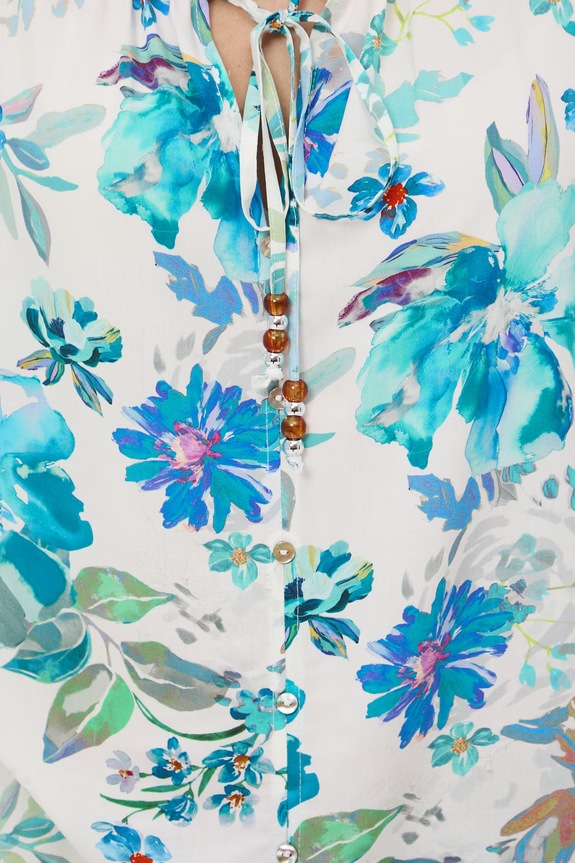 Bluzka damska z wiskozy w kwiaty RS26-BKD070 biały