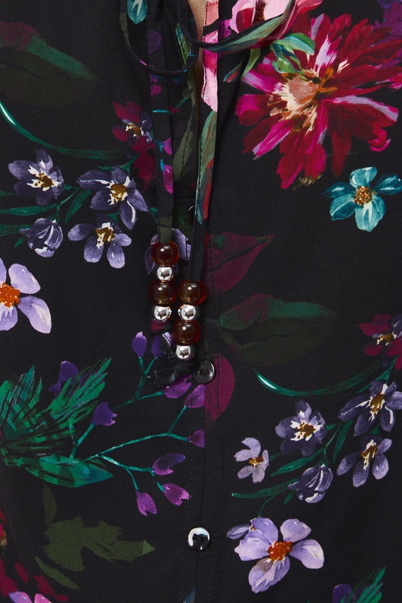 Bluzka damska z wiskozy w kwiaty RS26-BKD070 czarny