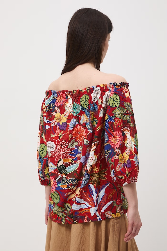 Odzież Bluzka hiszpanka damska z wiskozą RS26-BKD072 multicolor